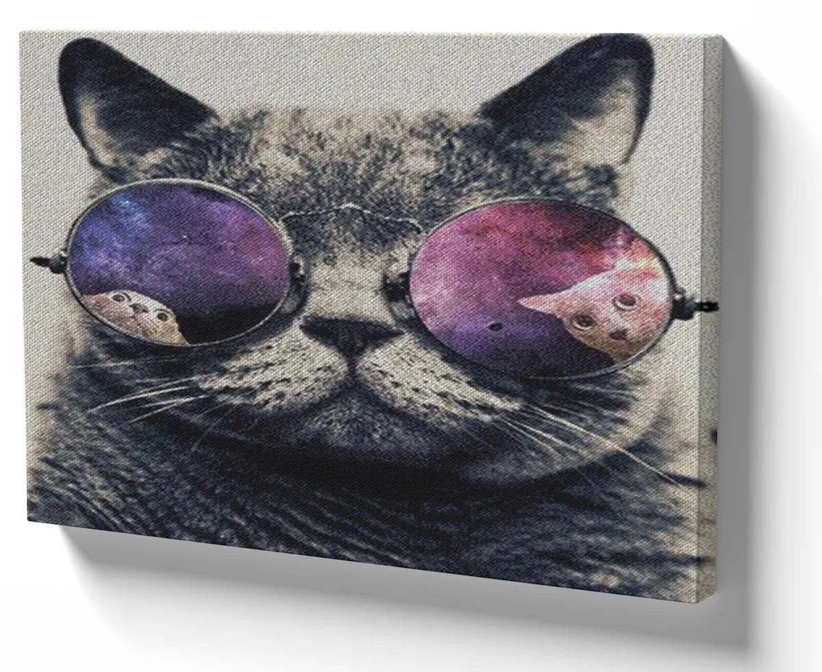 Quadro decorativo tela Astrocat gato cat óculos felino Imagem