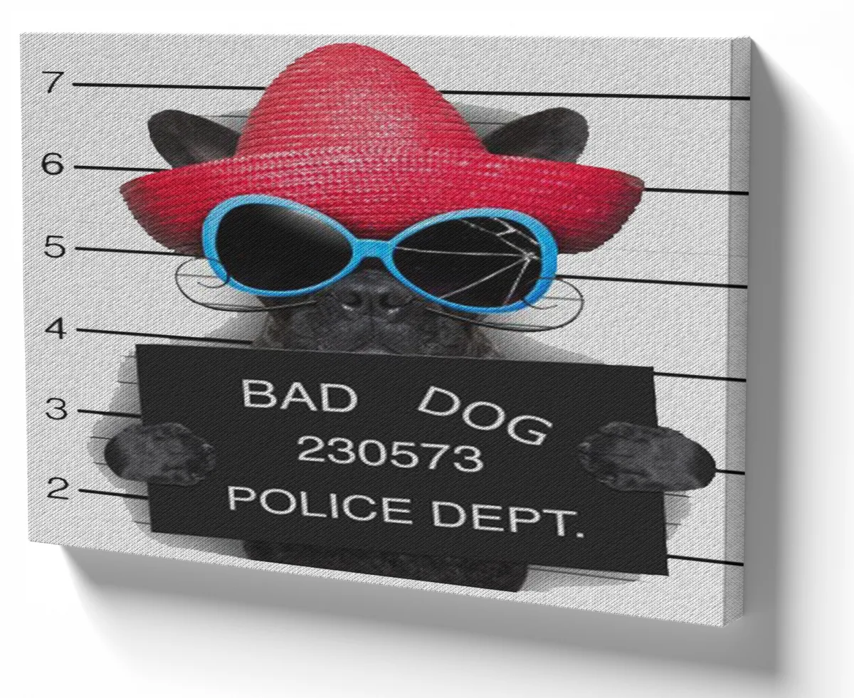 Quadro decorativo tela Bad Dog cachorro cão Police Dept Imagem