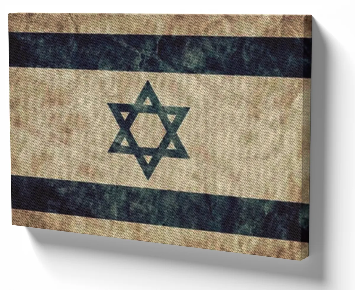 Quadro decorativo tela bandeira Israel pergaminho Judeu