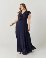 Vestido Longo Quebela Azul Escuro - Foto 3