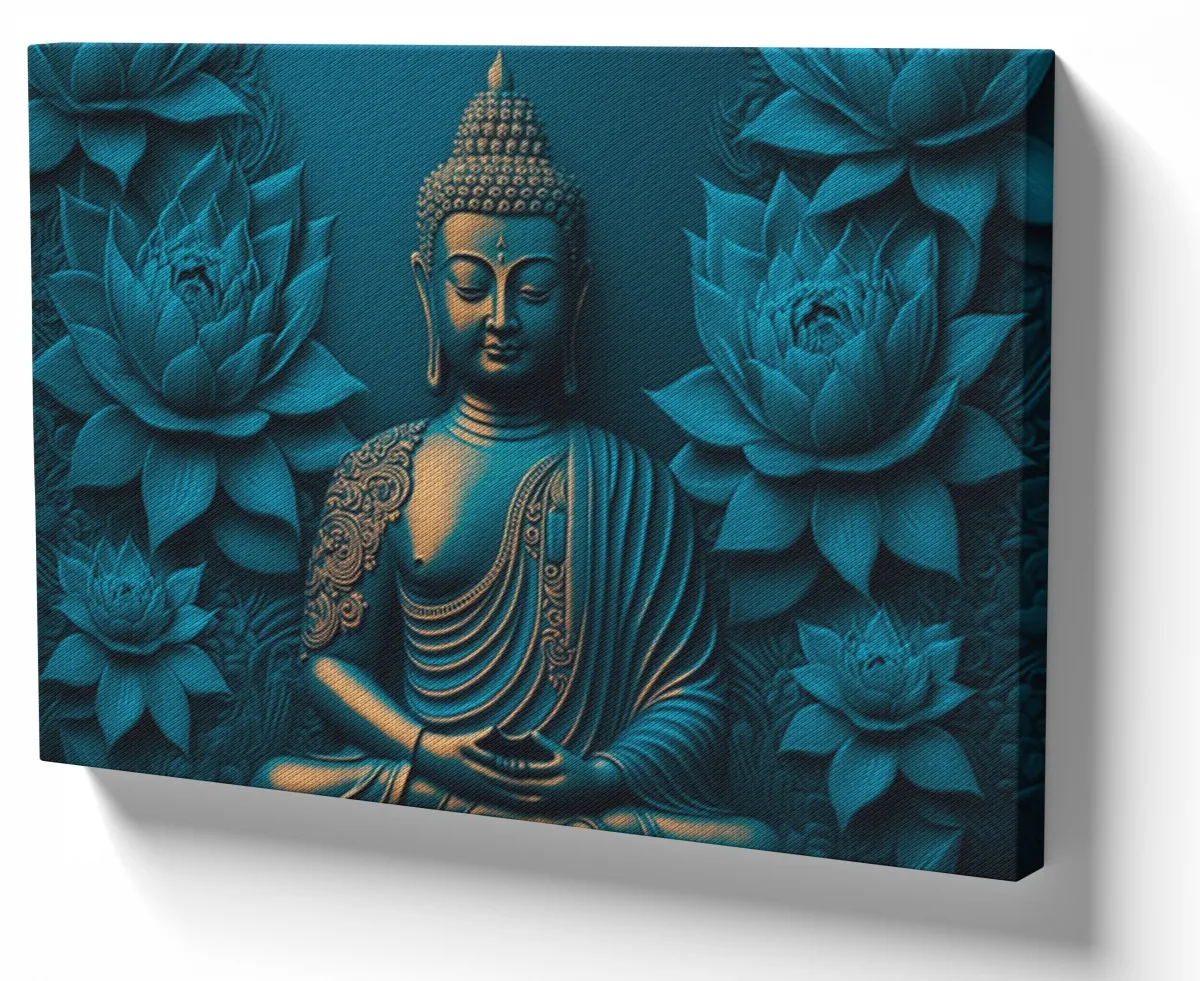 Quadro decorativo tela Buda Azul Sidarta Gautama Imagem