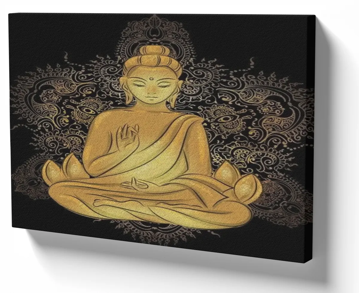 Quadro decorativo tela Buda Dourado Sidarta Gautama Imagem