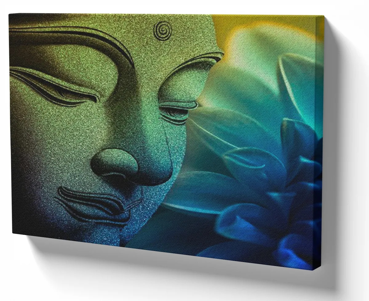 Quadro decorativo tela Buda rosto Sidarta Gautama