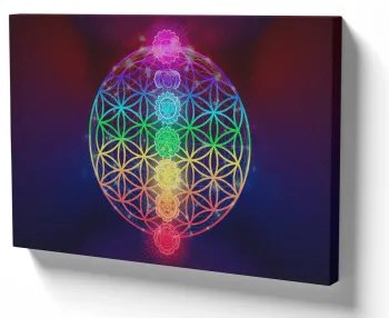 Quadro decorativo tela Chakras flor da vida geometria sagrada
