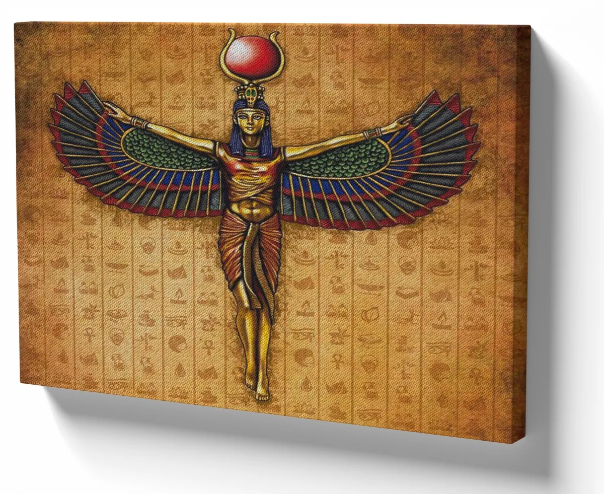 Quadro decorativo tela Deusa Isis egito pirâmides colorido Imagem