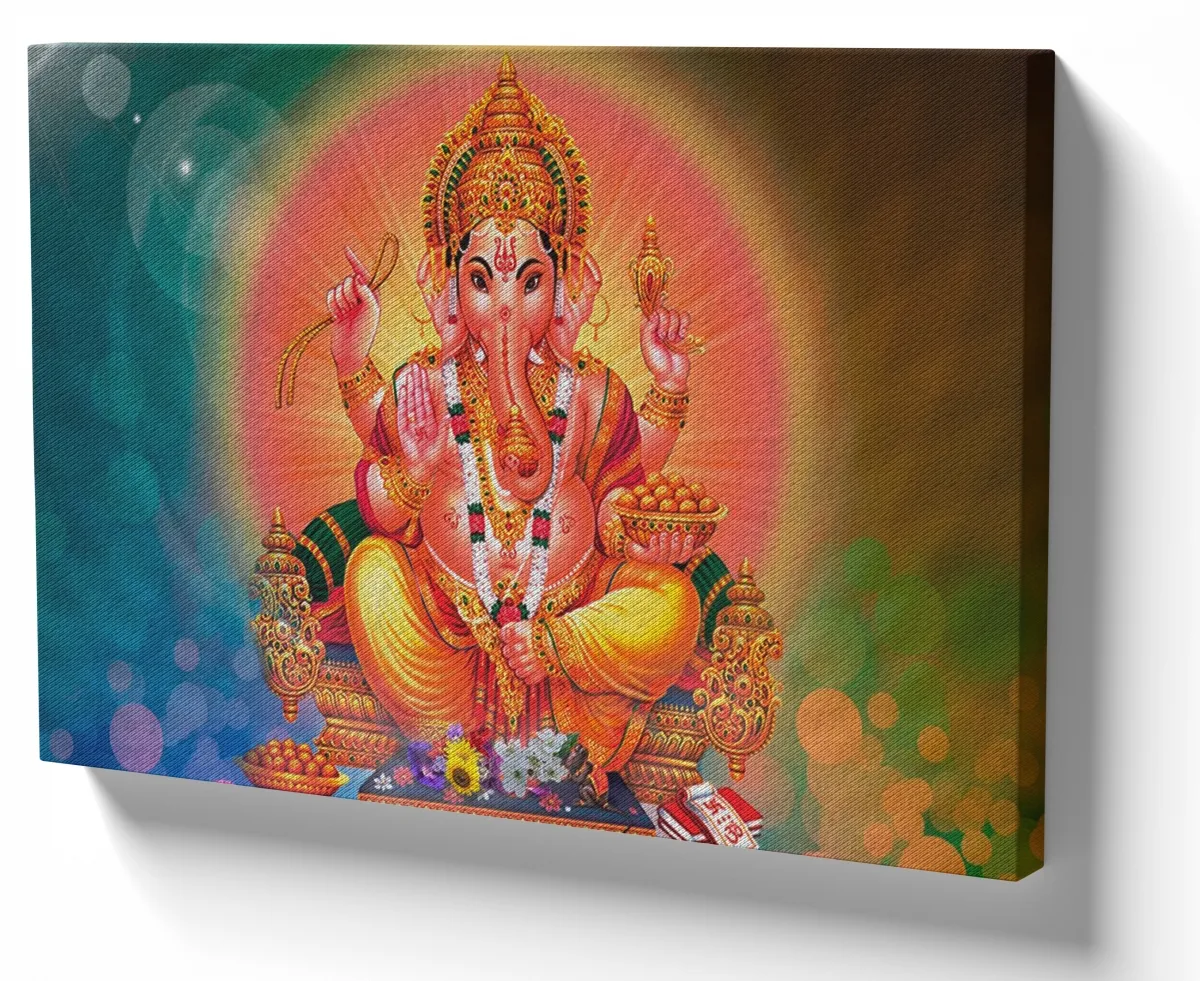 Quadro decorativo tela Ganesha sentado elefante