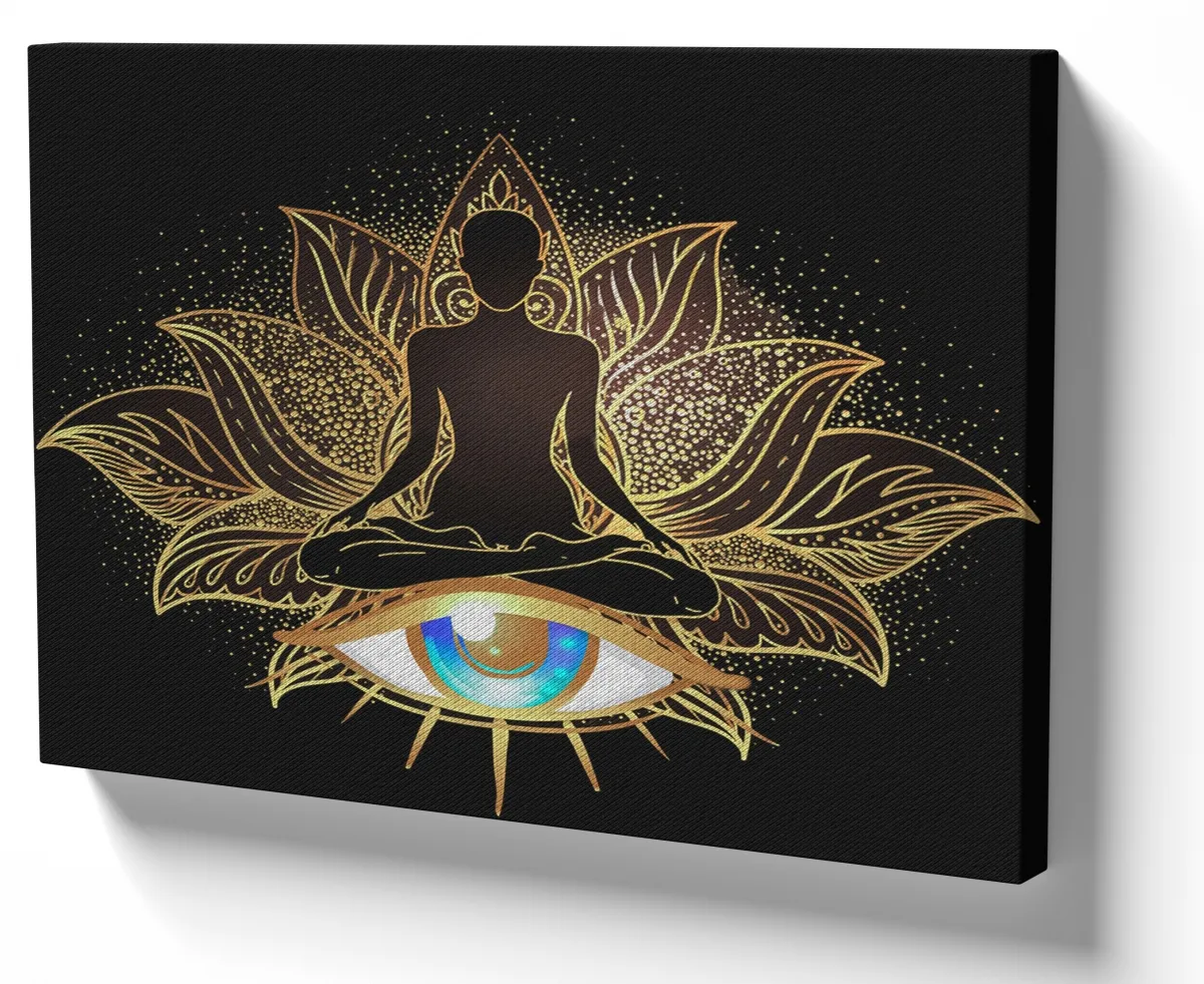Quadro decorativo tela Meditar Olho de Hórus yoga