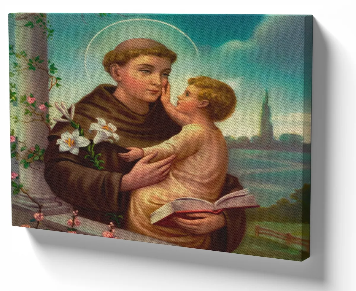 Quadro decorativo tela Santo Antonio Jesus Cristo Imagem