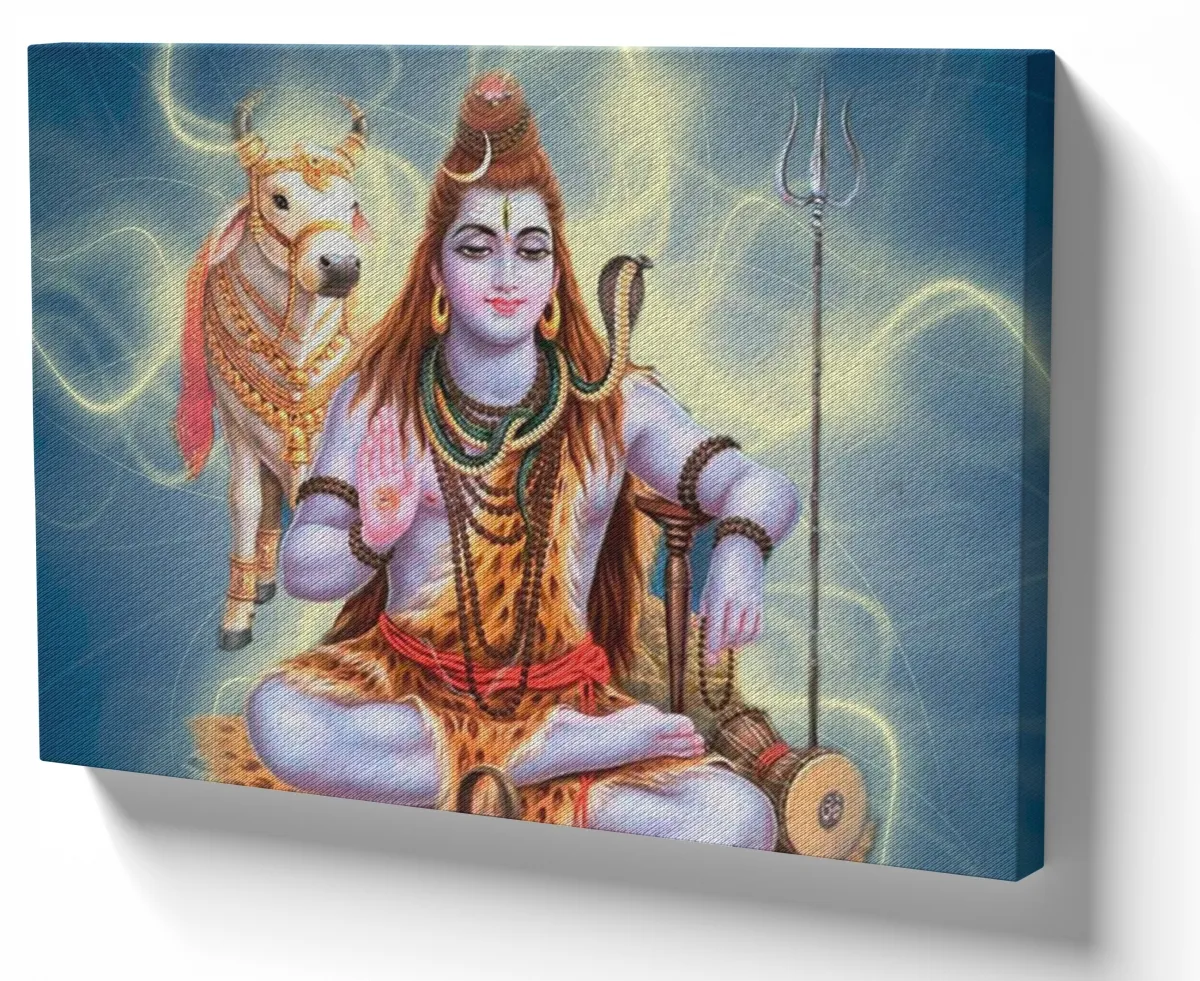 Quadro decorativo tela Shiva mão touro Nandi