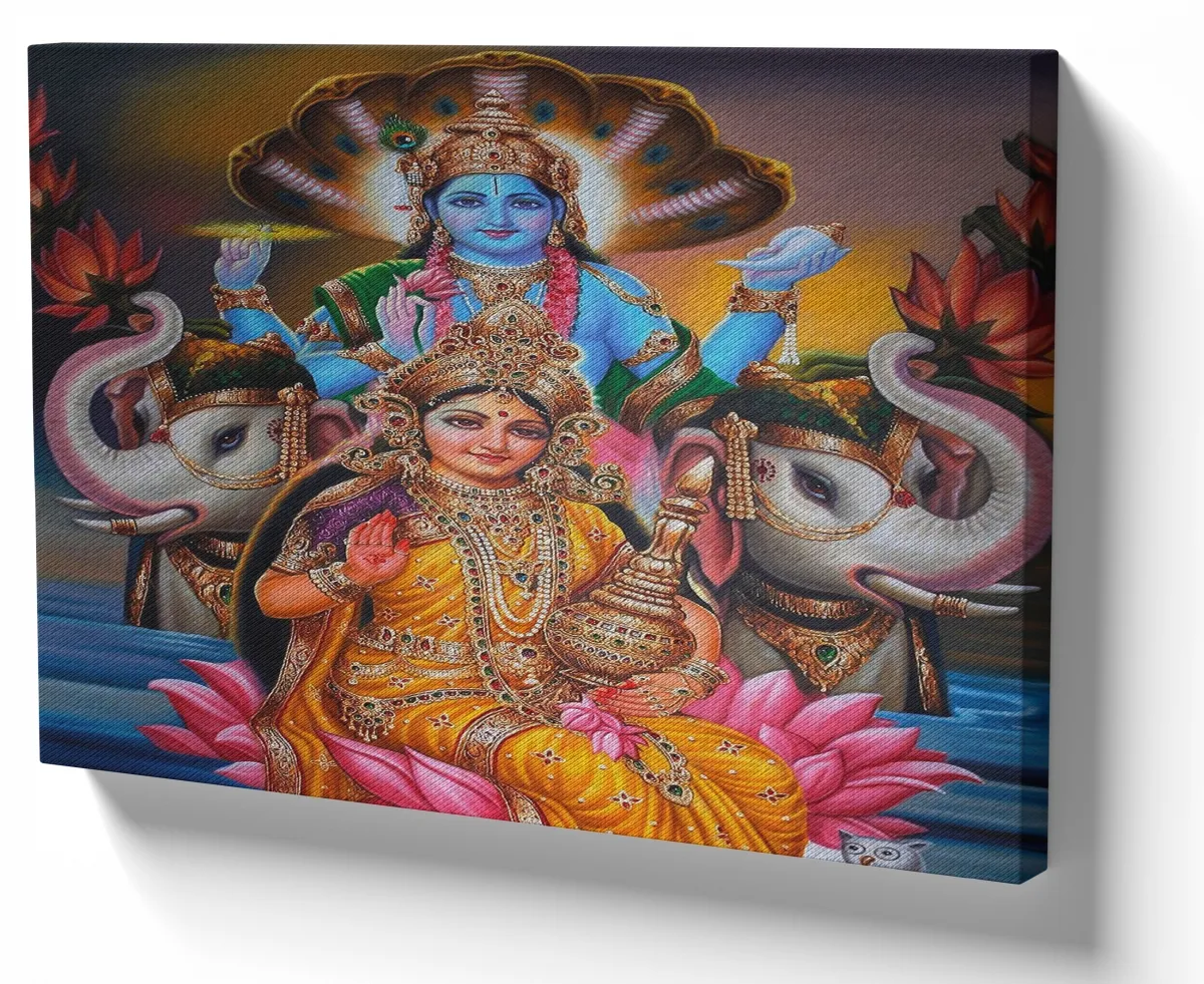 Quadro decorativo tela Vishnu e esposa