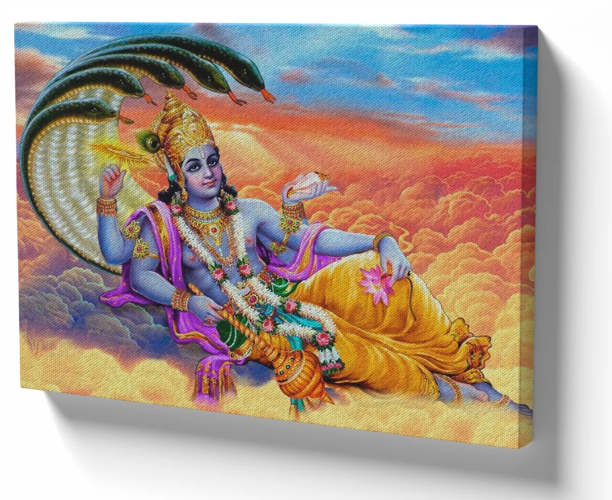 Quadro decorativo tela Vishnu serpentes Sesha Ananta