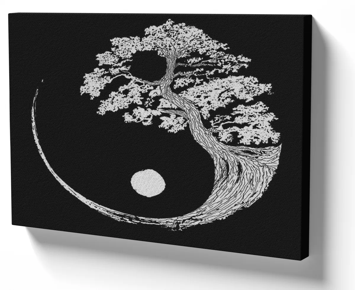 Quadro decorativo tela Yin yang árvore Bonsai