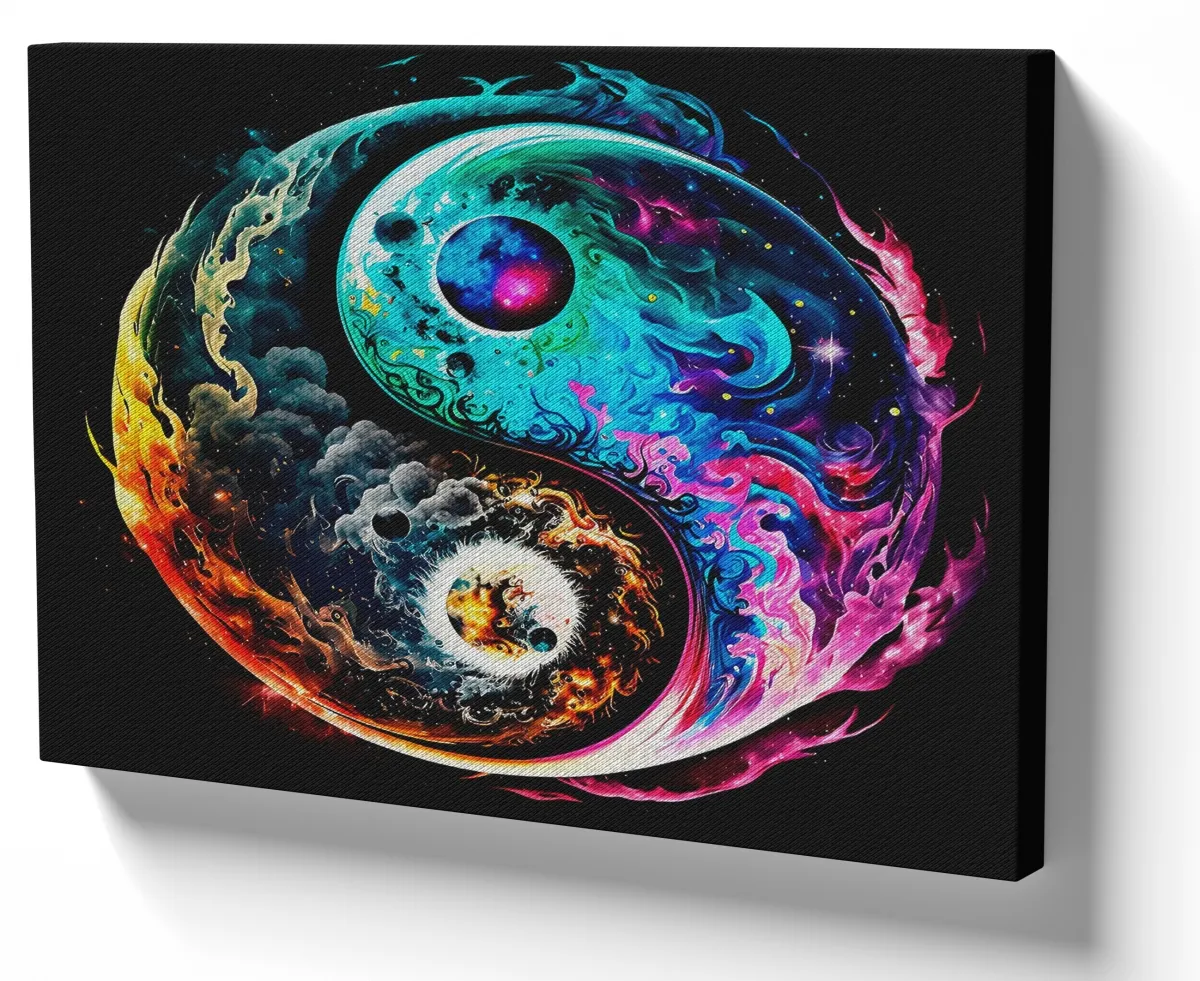 Quadro decorativo tela Yin Yang colorido
