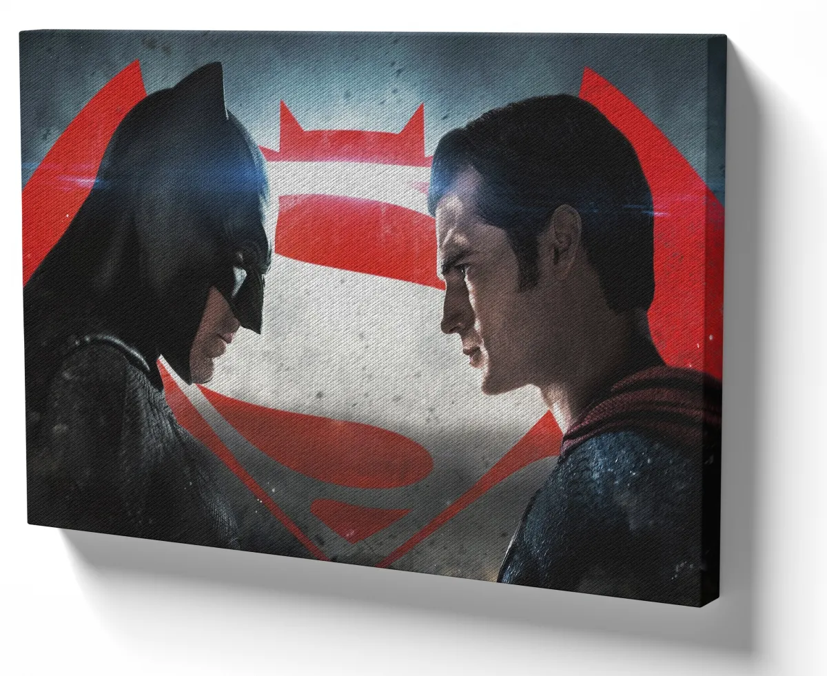 Quadro decorativo tela Batman e Superman conflito Imagem