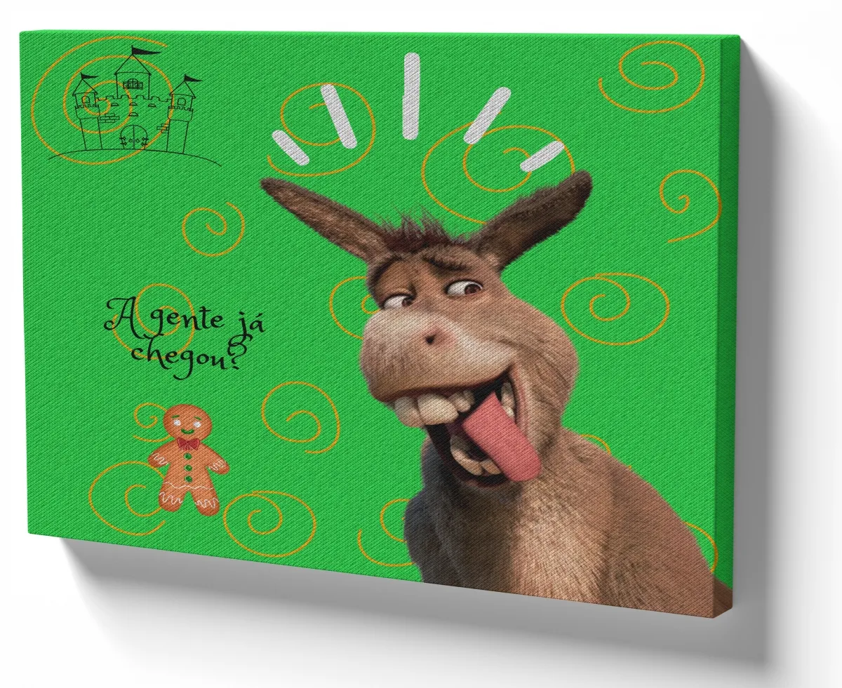 Quadro decorativo tela Burro Shrek biscoito desenho Imagem