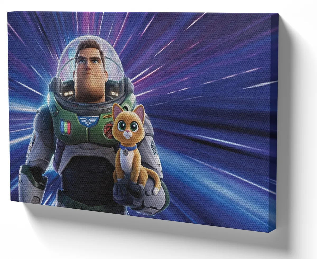 Quadro decorativo tela Buzz Lightyear gatinho