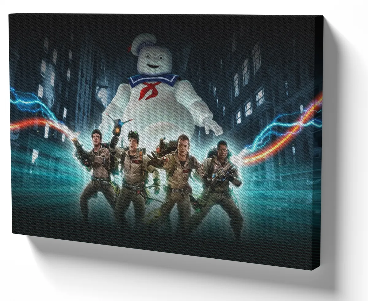 Quadro decorativo tela caça fantasmas boneco marshmallow Imagem