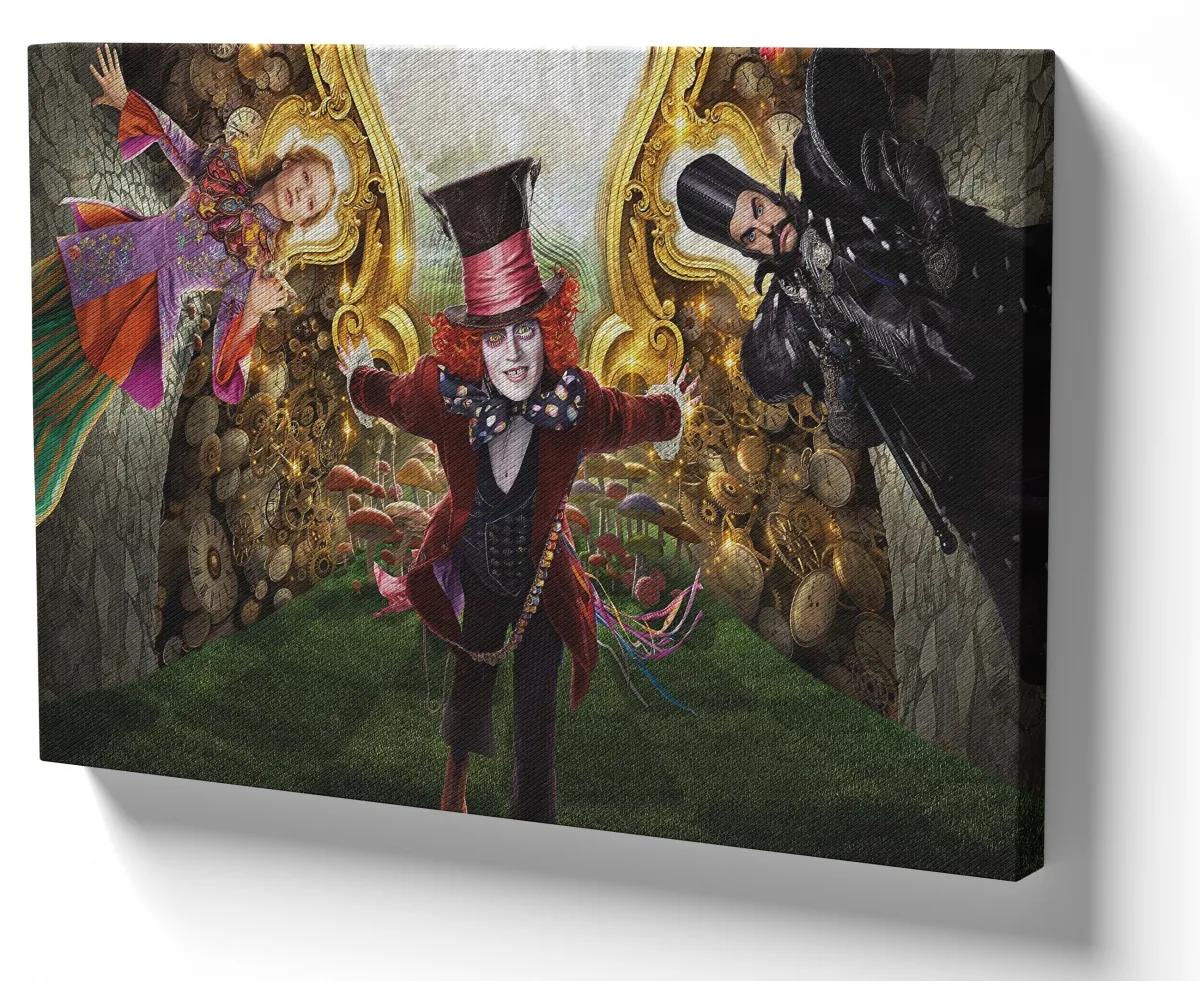 Quadro decorativo tela Chapeleiro Maluco Alice e o Tempo