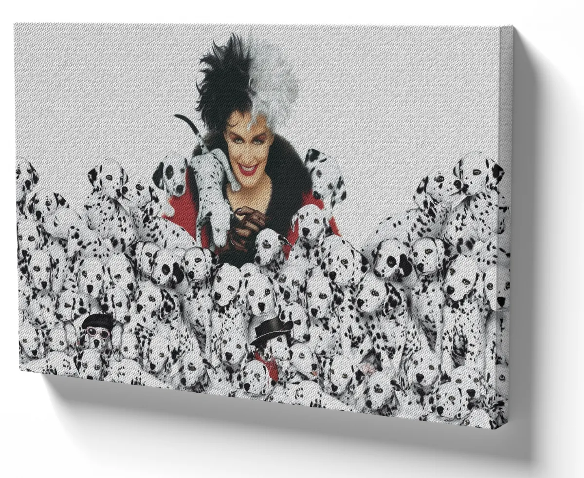 Quadro decorativo tela Cruella filhotes 101 dalmatas Imagem
