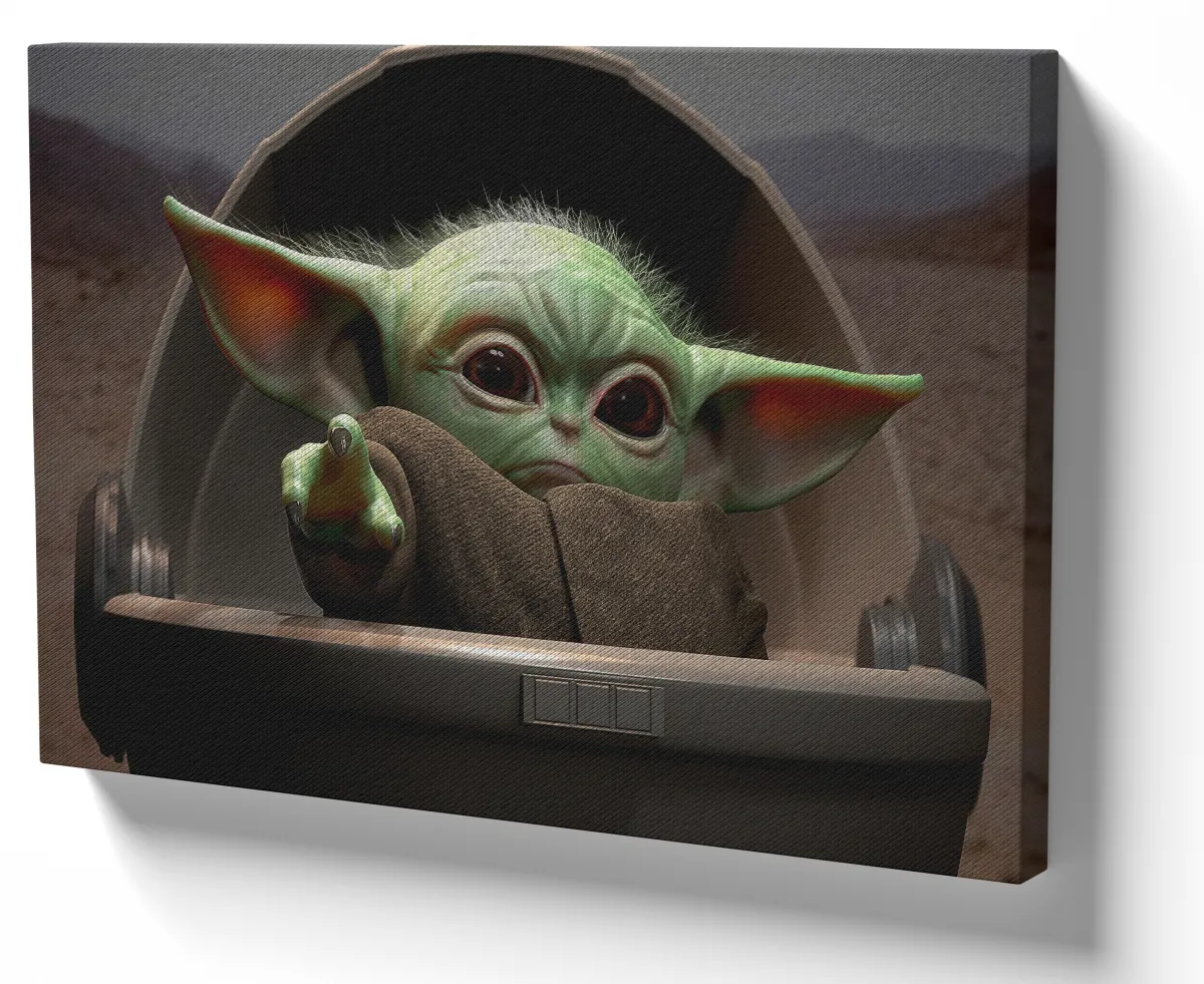 Quadro decorativo tela Mandalorian baby grogu star wars Imagem