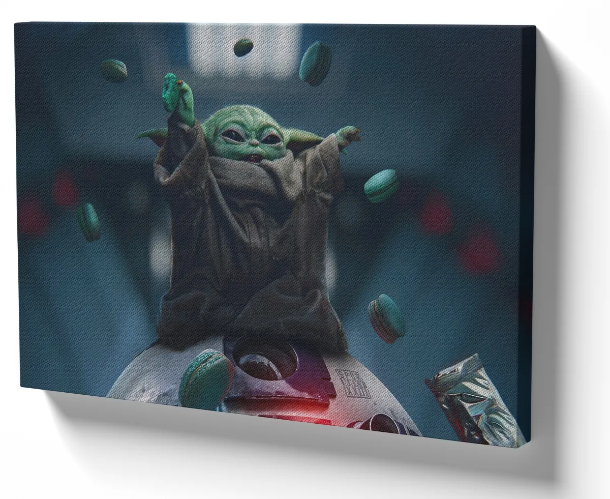 Quadro decorativo tela Mandalorian Bebê Yoda Star Wars