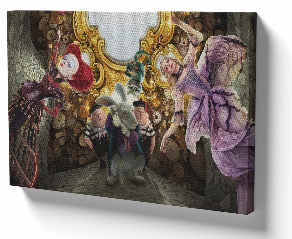 Quadro decorativo tela Rainhas gêmeos e Lebre maluca