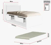 Cama Baú Solteiro com 2 gavetas +Cama auxiliar Tamires sem capitonê  - Foto 3