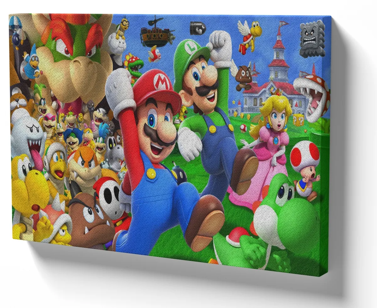 Quadro decorativo tela Mario Bros Super Game arcade