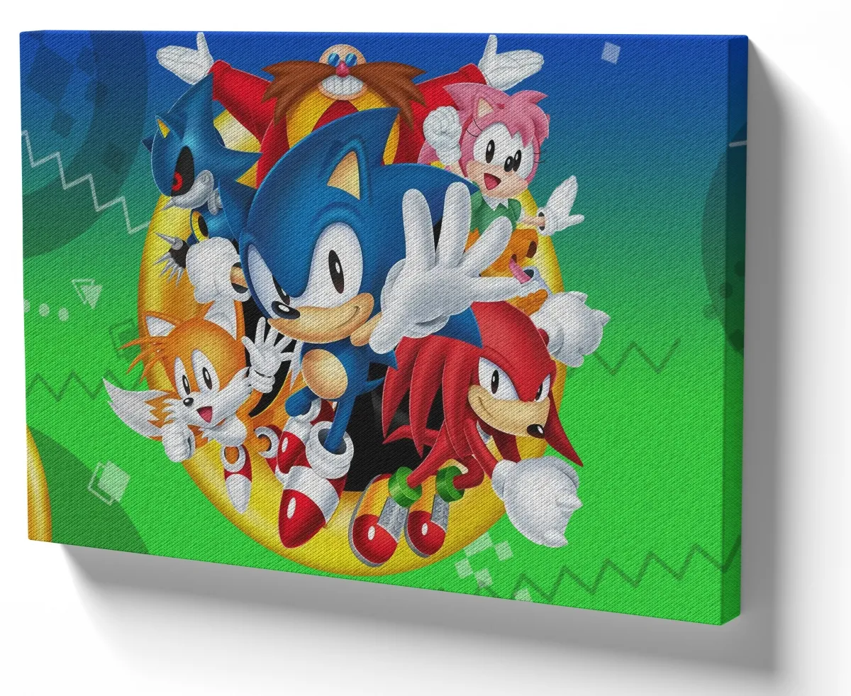Quadro decorativo tela Sonic e personagens