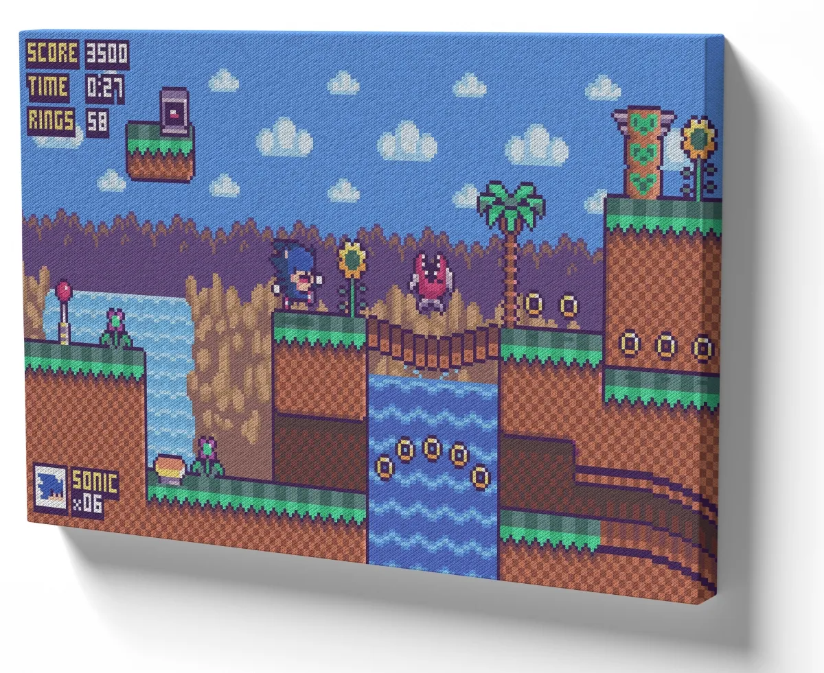 Quadro decorativo tela Sonic vídeo game