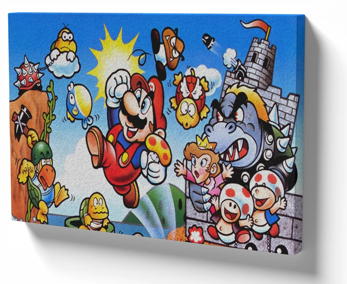 Quadro decorativo tela Super Mário Bros antigo