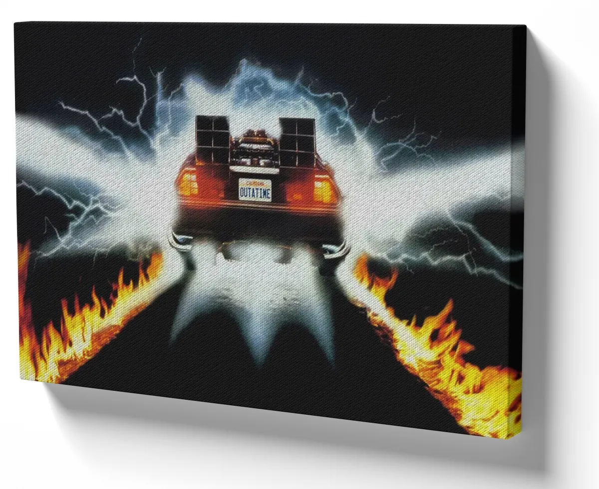 Quadro decorativo tela DeLorean rastro fogo Imagem