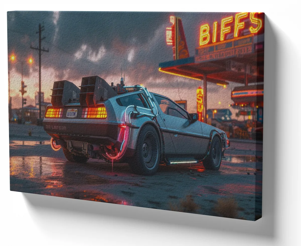 Quadro decorativo tela DeLorean real Biff Imagem