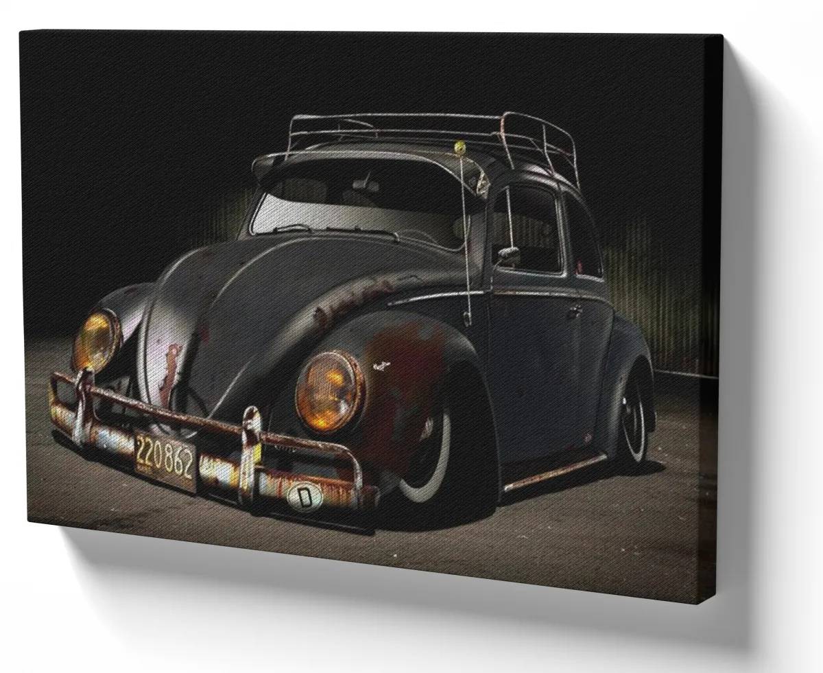 Quadro decorativo tela fusca antigo carro volkswagen
