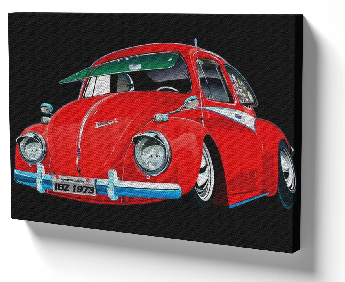 Quadro decorativo tela Herby 1968 Fusca Carro Volkswagen