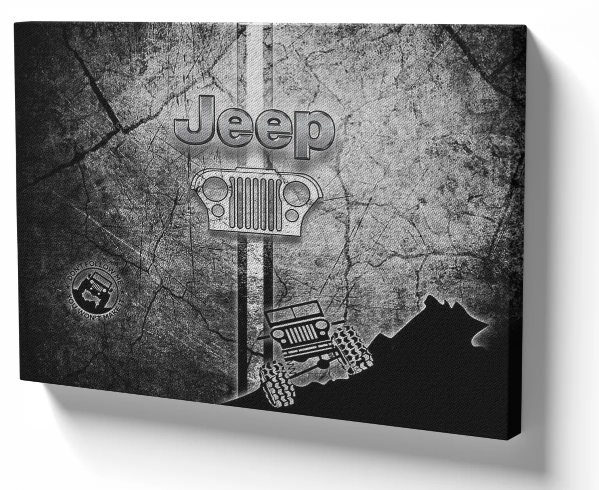 Quadro decorativo tela Jeep Prata