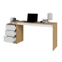 Mesa de Computador 3 Gavetas Lâmina Mel/Branco - BRV Móveis - BC 98 - Foto 11