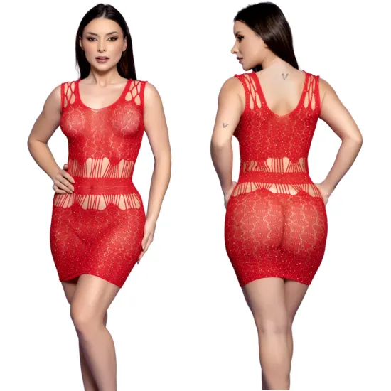 Vestido Rendado Vermelho com Stras - Y2128 Imagem