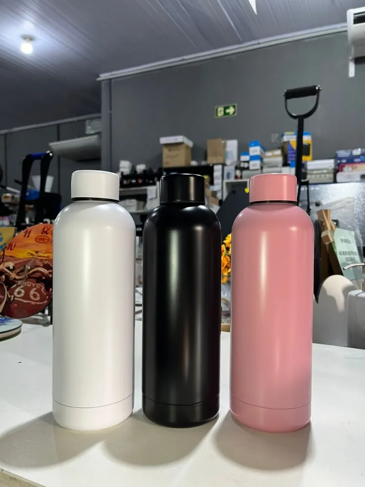 GARRAFA  AÇO INOX TERMICA C/ TAMPA PLANA CLASSICA -CORES  VM