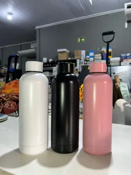 GARRAFA  AÇO INOX TERMICA C/ TAMPA PLANA CLASSICA -CORES  VM