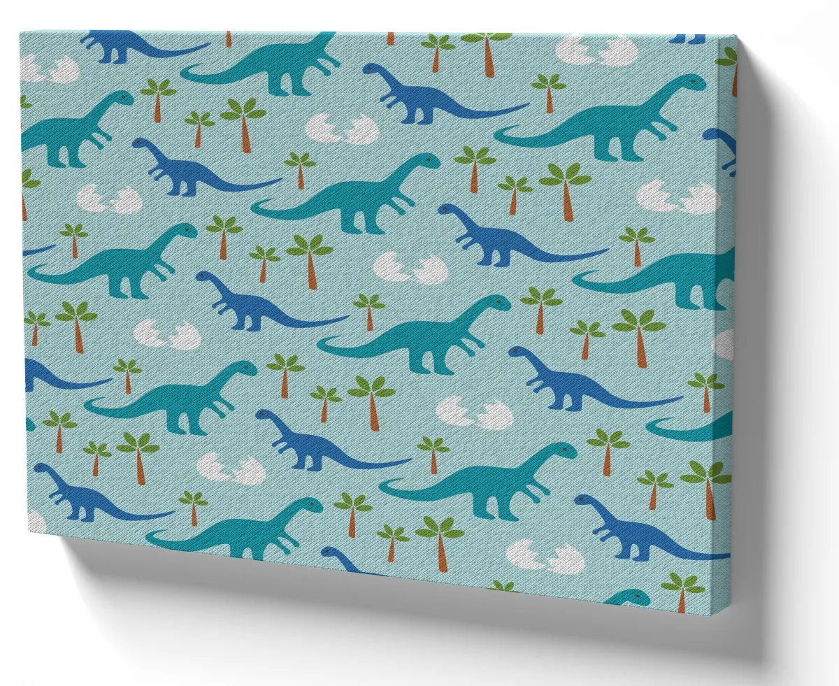 Quadro decorativo tela Dinossauros azuis fazendinha Safari