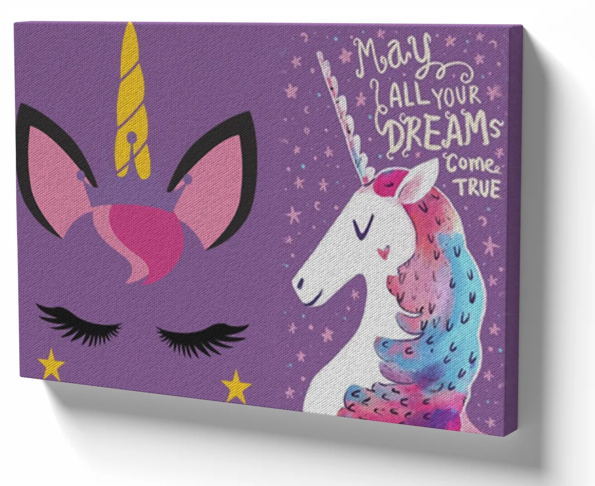 Quadro decorativo tela Unicórnio may yout dreams come true Imagem