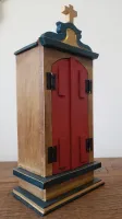 Lindo  Oratório  Em Madeira Pintado A Mão Estilo Barroco 33 X 16 cm - Foto 3