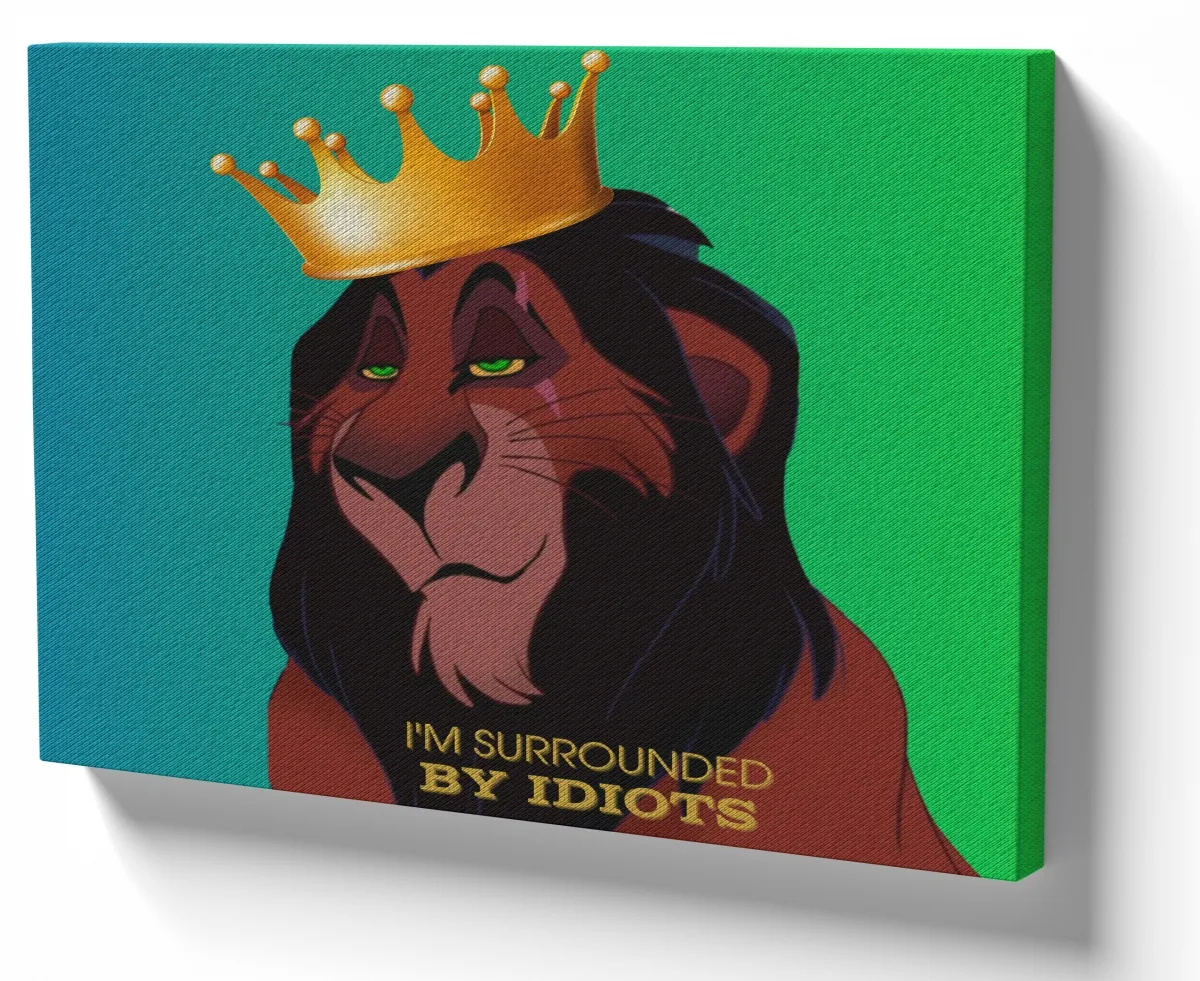Quadro decorativo tela Scar cercado idiotas rei leão