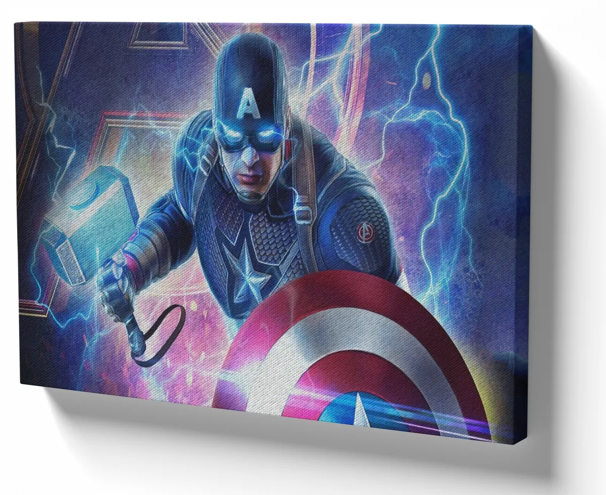 Quadro decorativo tela Capitão América Martelo thor Imagem