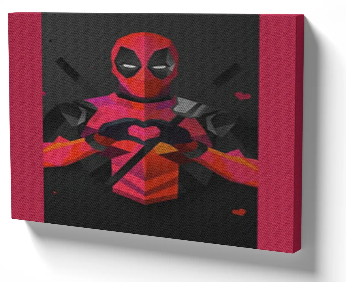 Quadro decorativo tela Deadpool coraçãozinho marvel