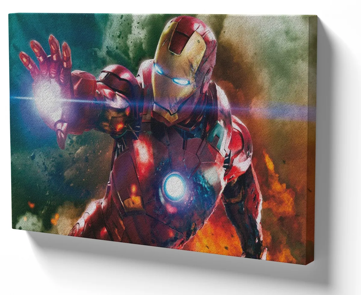 Quadro decorativo tela Homem de Ferro mão luz Imagem