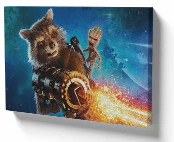 Quadro decorativo tela Rocket arma guardioes galaxia