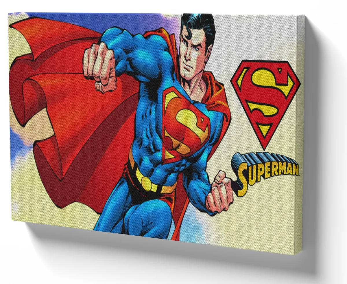 Quadro decorativo tela Superman desenho capa céus