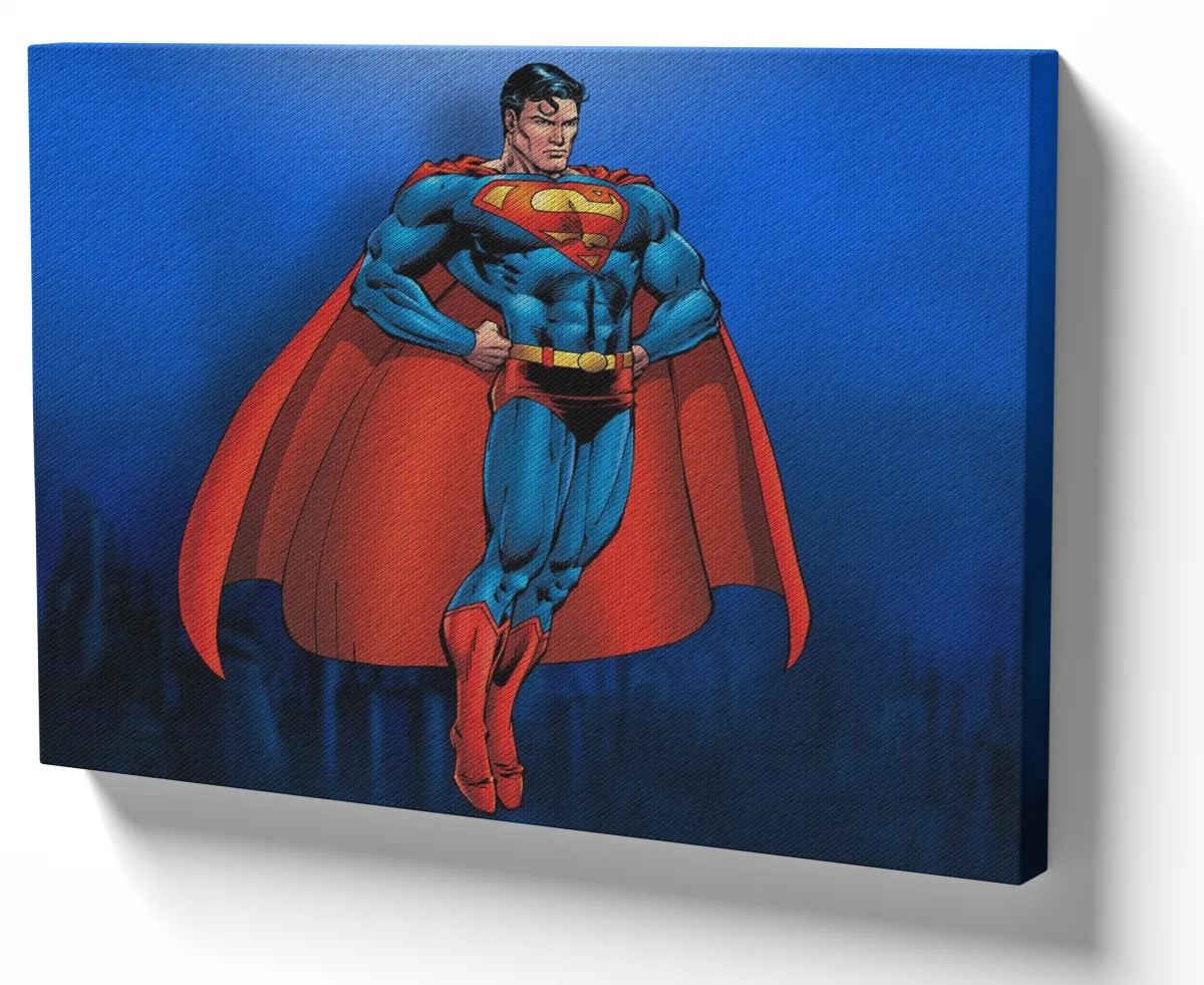 Quadro decorativo tela Superman desenho voando Imagem